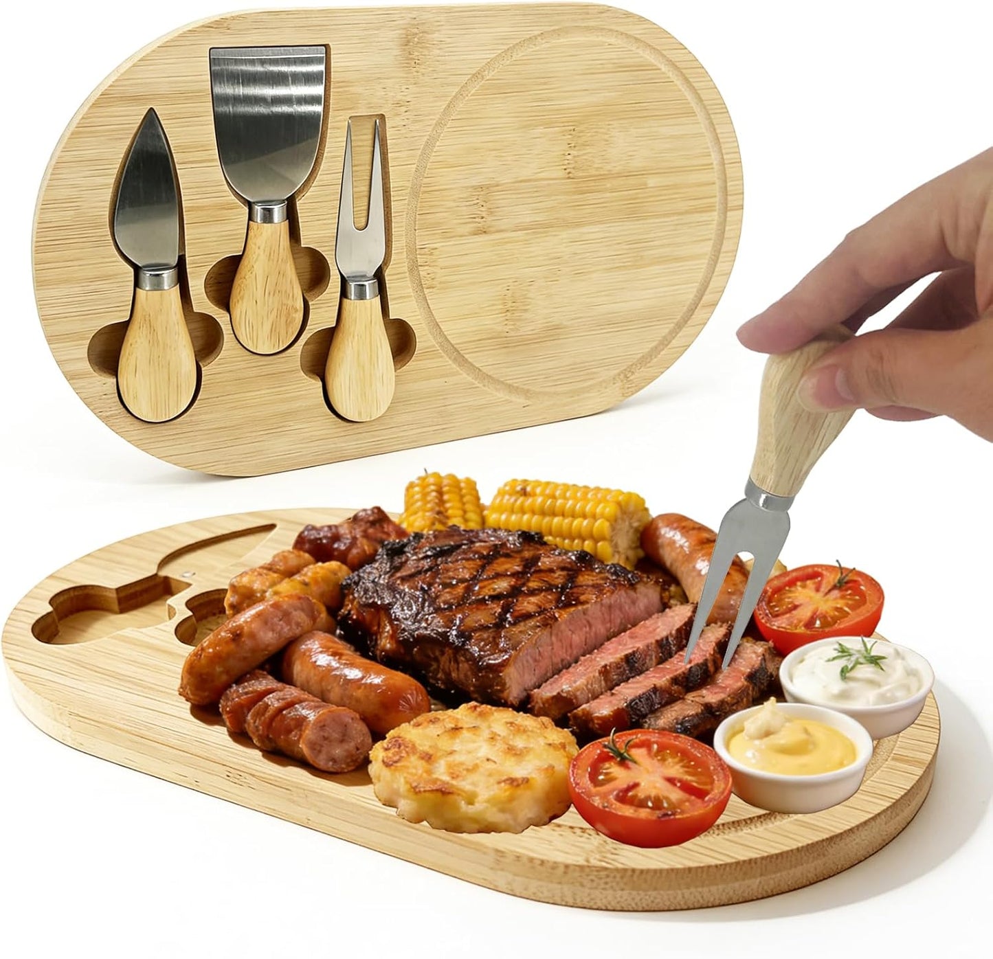 Juego tablas charcutería 13x7.5pulg bambú regalo