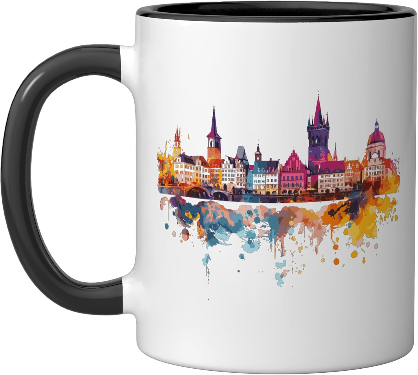 Taza cerámica Ingelheim am Rhein negra/blanca