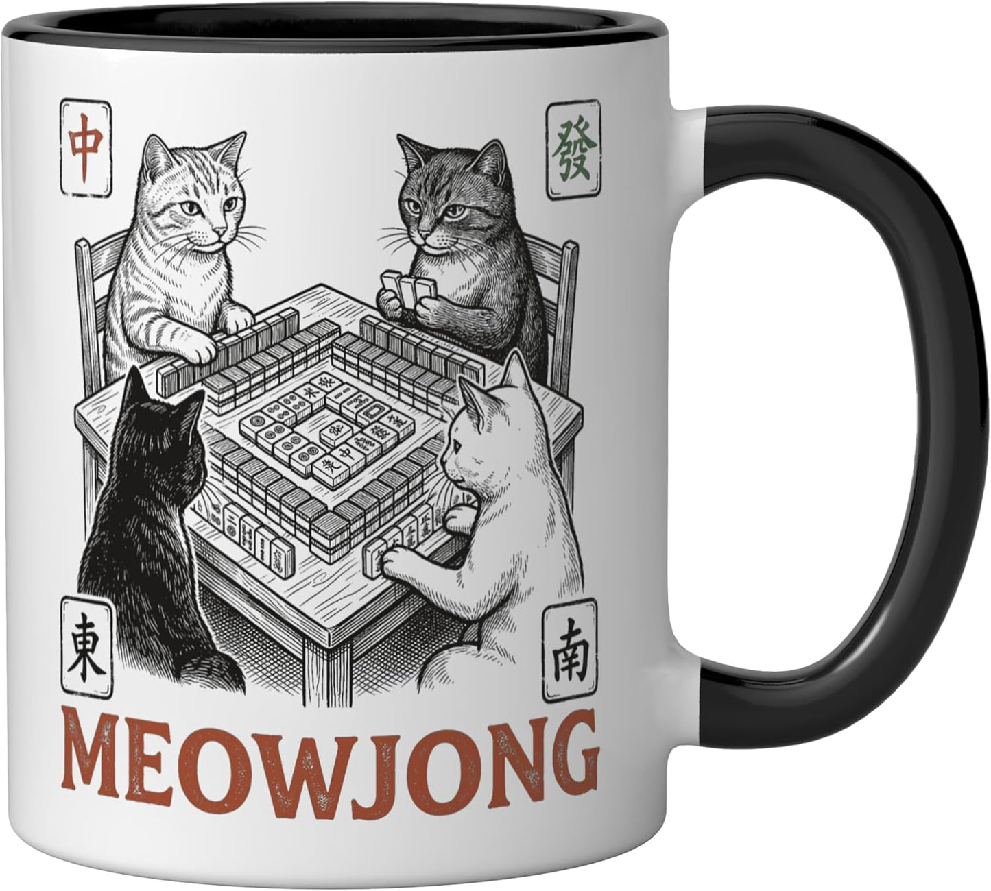 Taza cerámica Funny Cat Playing Mahjong para mujer