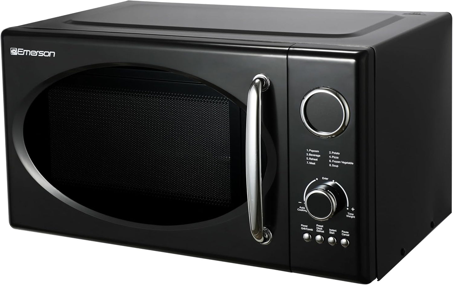 Microondas retro 0.9 pies cúbicos 1000W pantalla LED negro