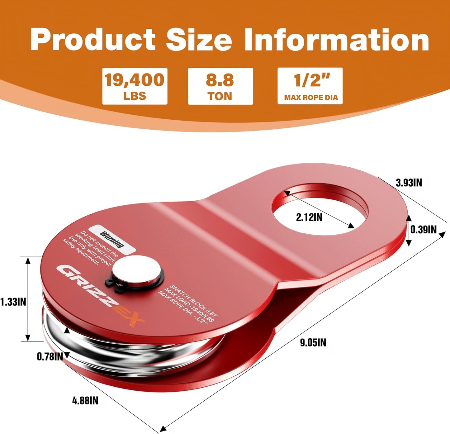 Bloque arranque cabrestante 8.8T 1/2pulg rojo