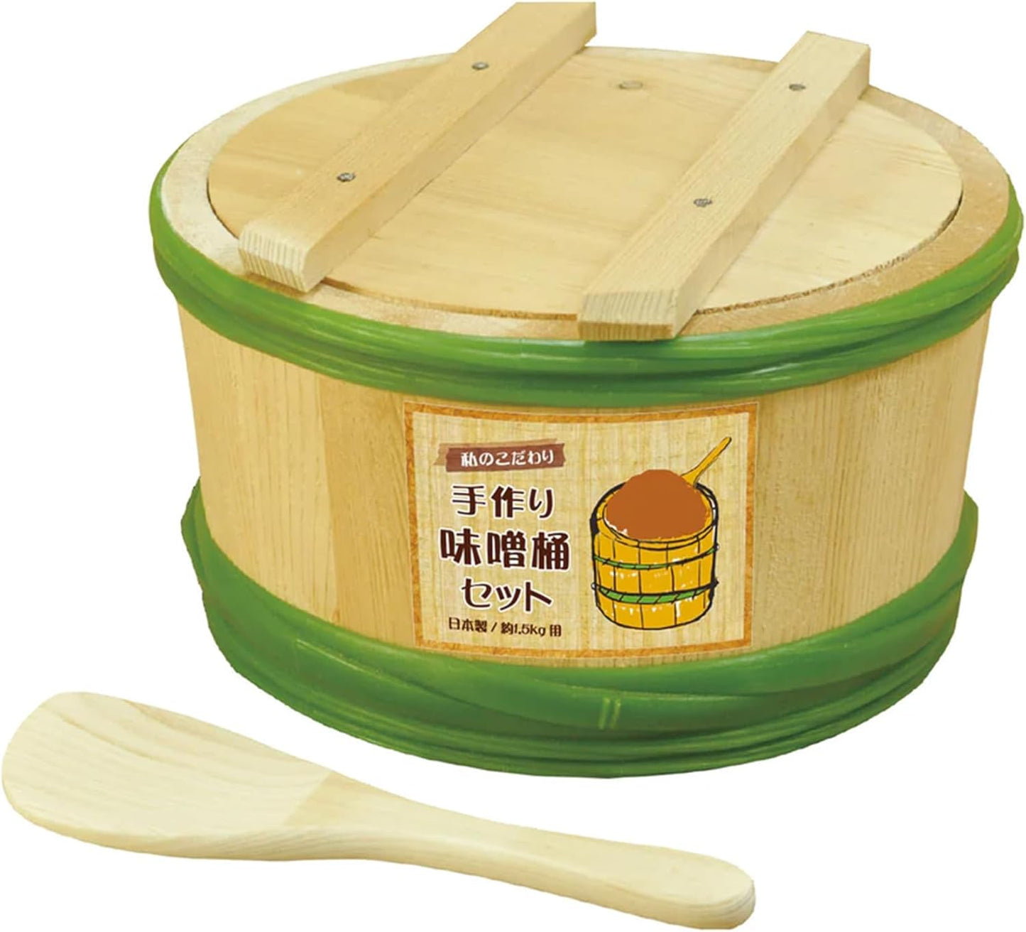Barril madera Sawara para fermentar miso Japón