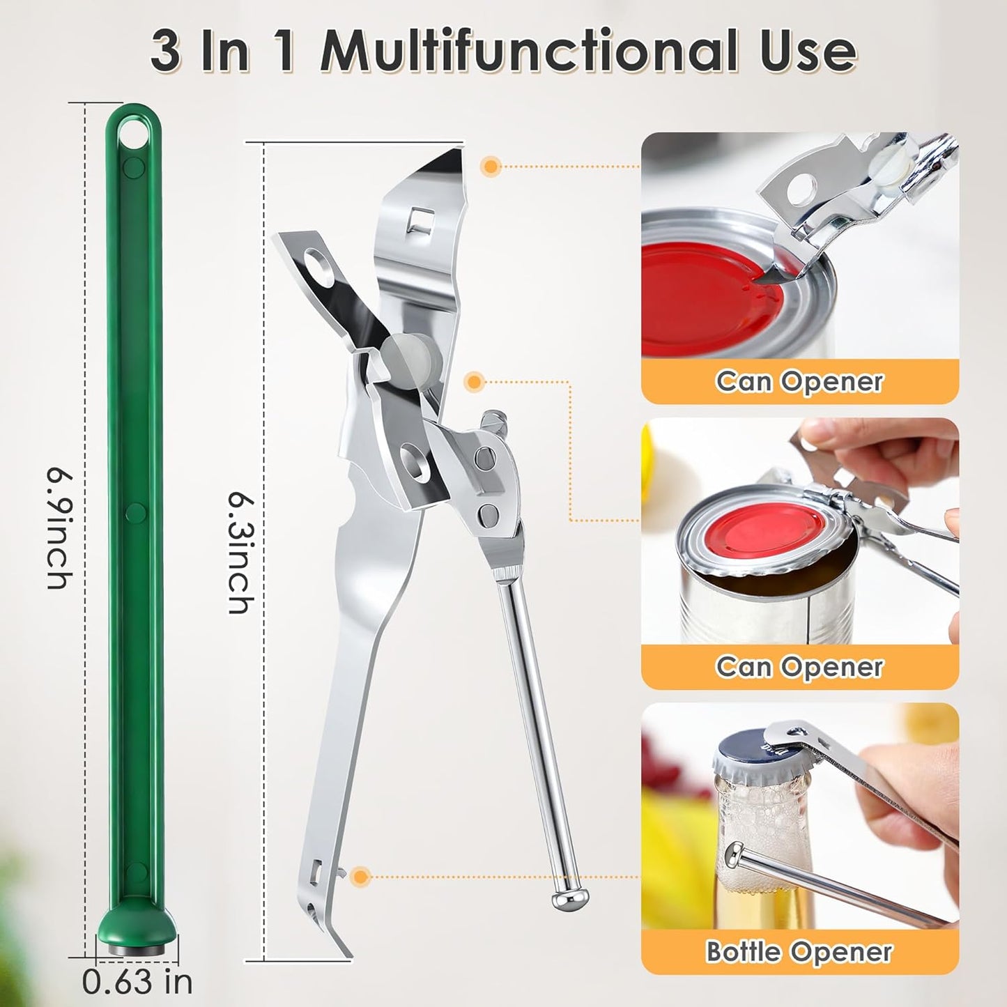 Paquete de 2 abrelatas manual con varita magnética y corte lateral