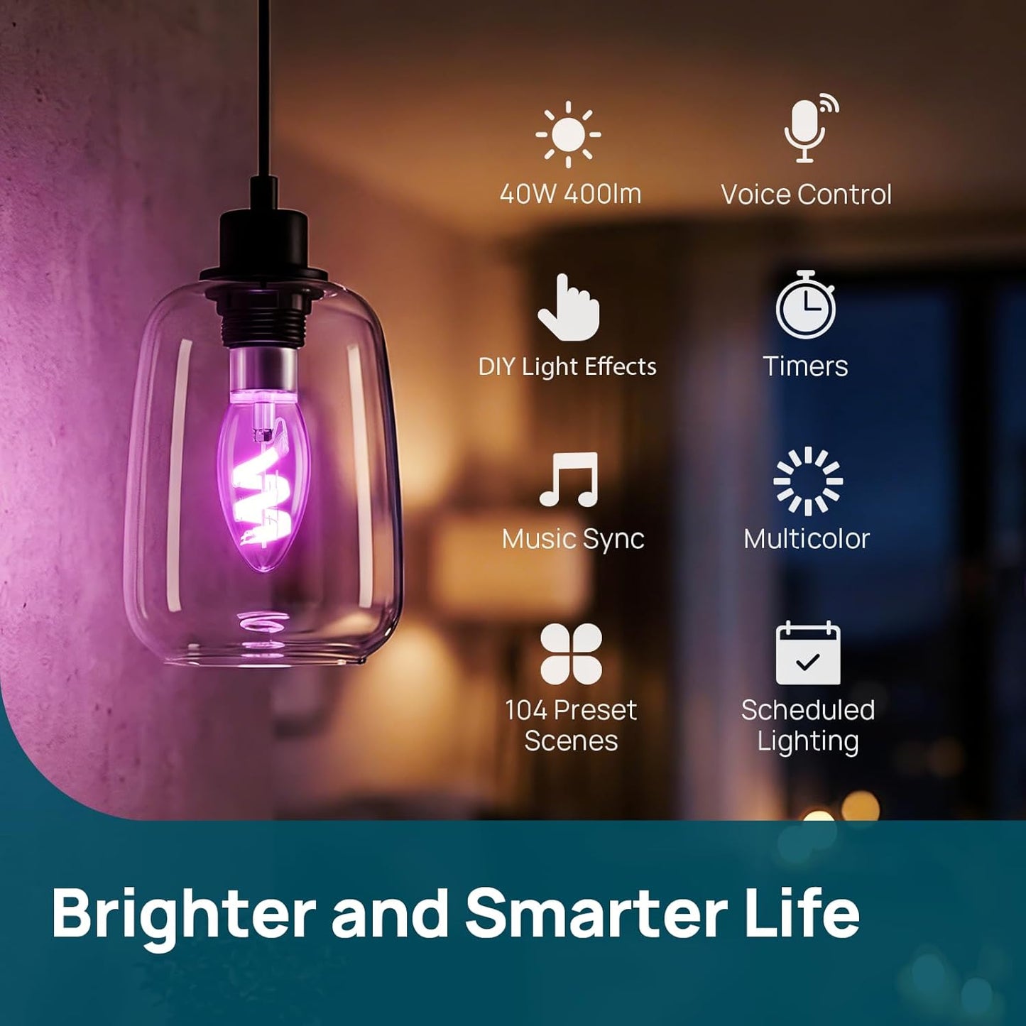 Bombilla LED Edison E12 WiFi Alexa RGB Cambia Color