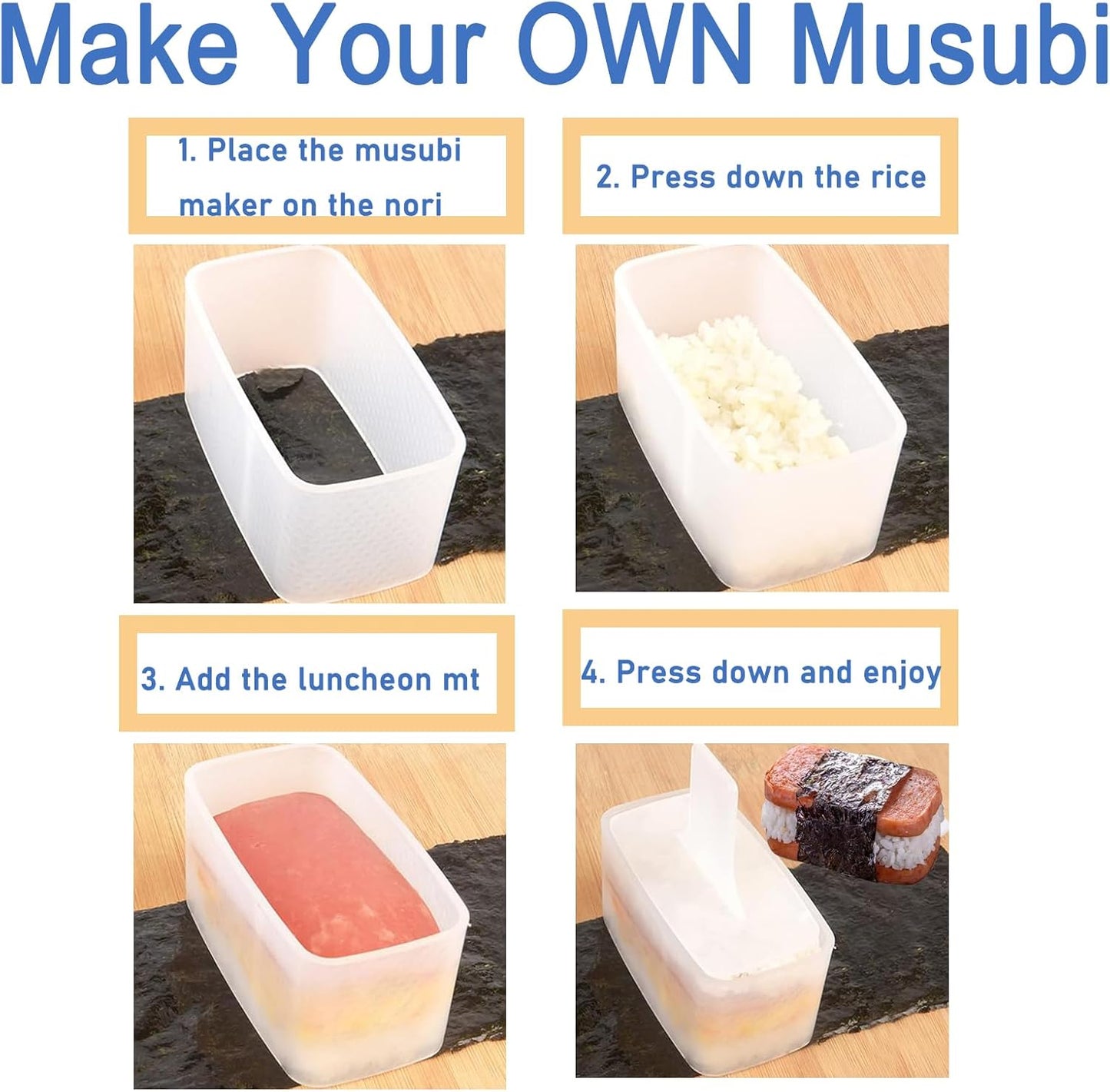 2 Moldes Musubi Antiadherente Sin BPA para Sushi y Onigiri
