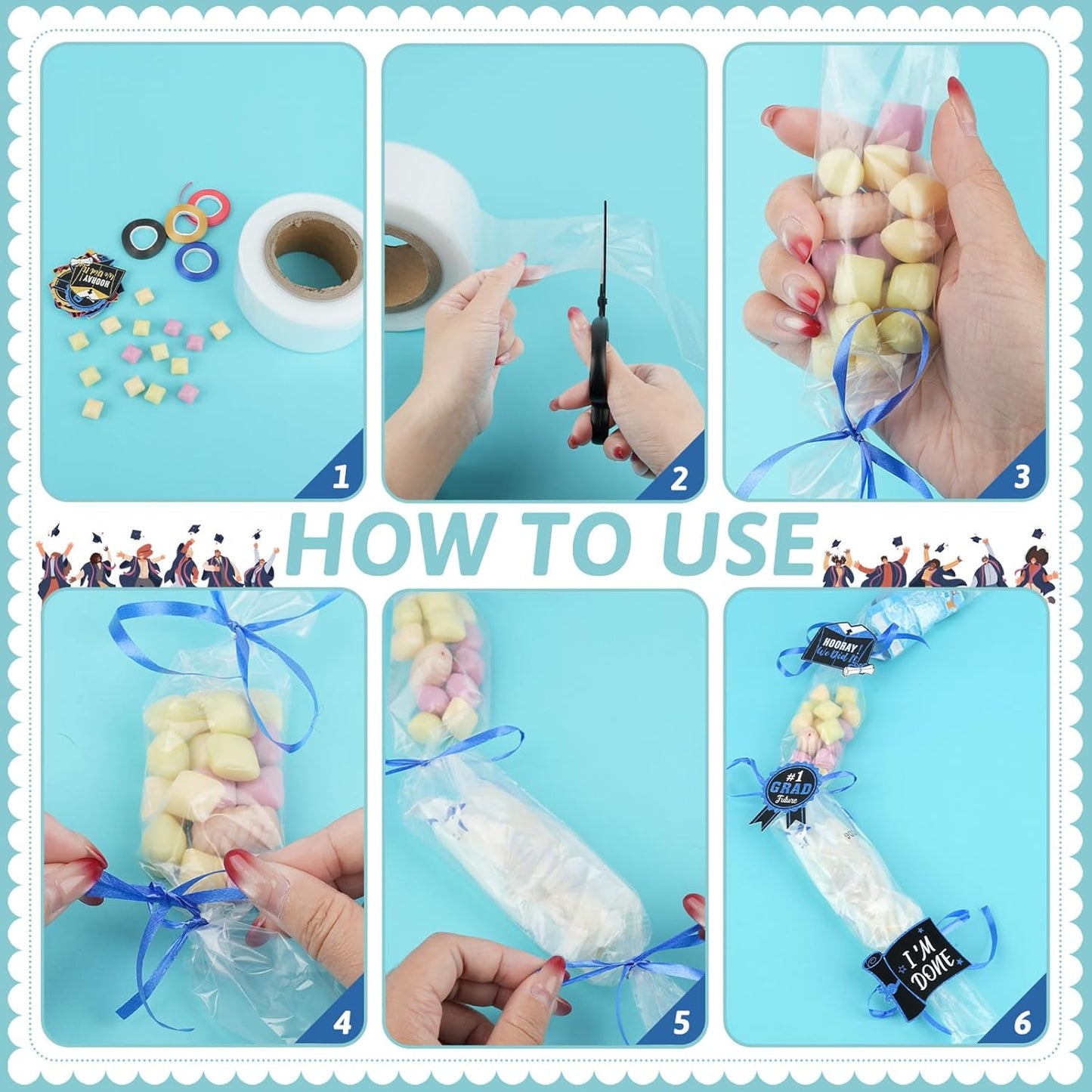 Kit Candy Lei 2 pulgadas x 328 pies tubo polietileno transparente con cintas y tarjetas