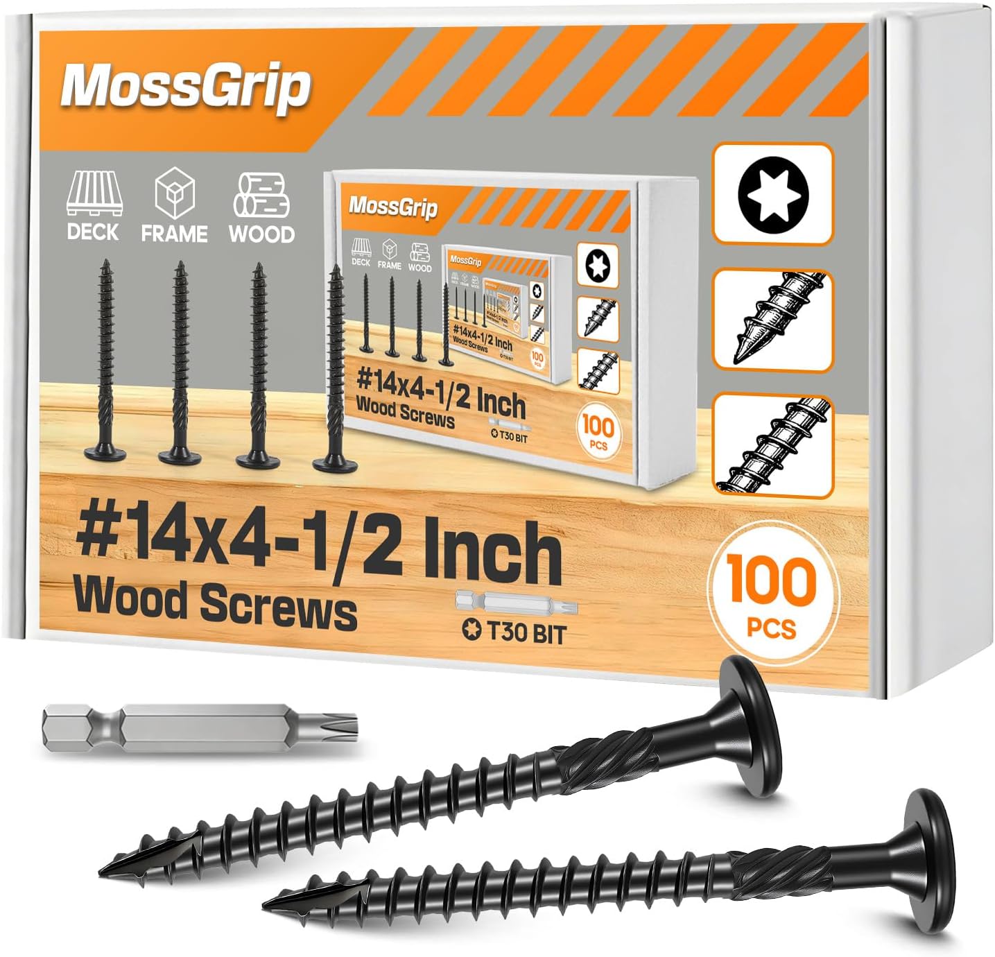 Tornillos retardo #14 4.5pulg 100uds estructurales madera exterior
