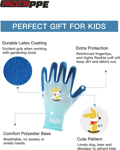 3 Pzas Guantes Jardinería Niños 3-6 Años Multicolor XXXS