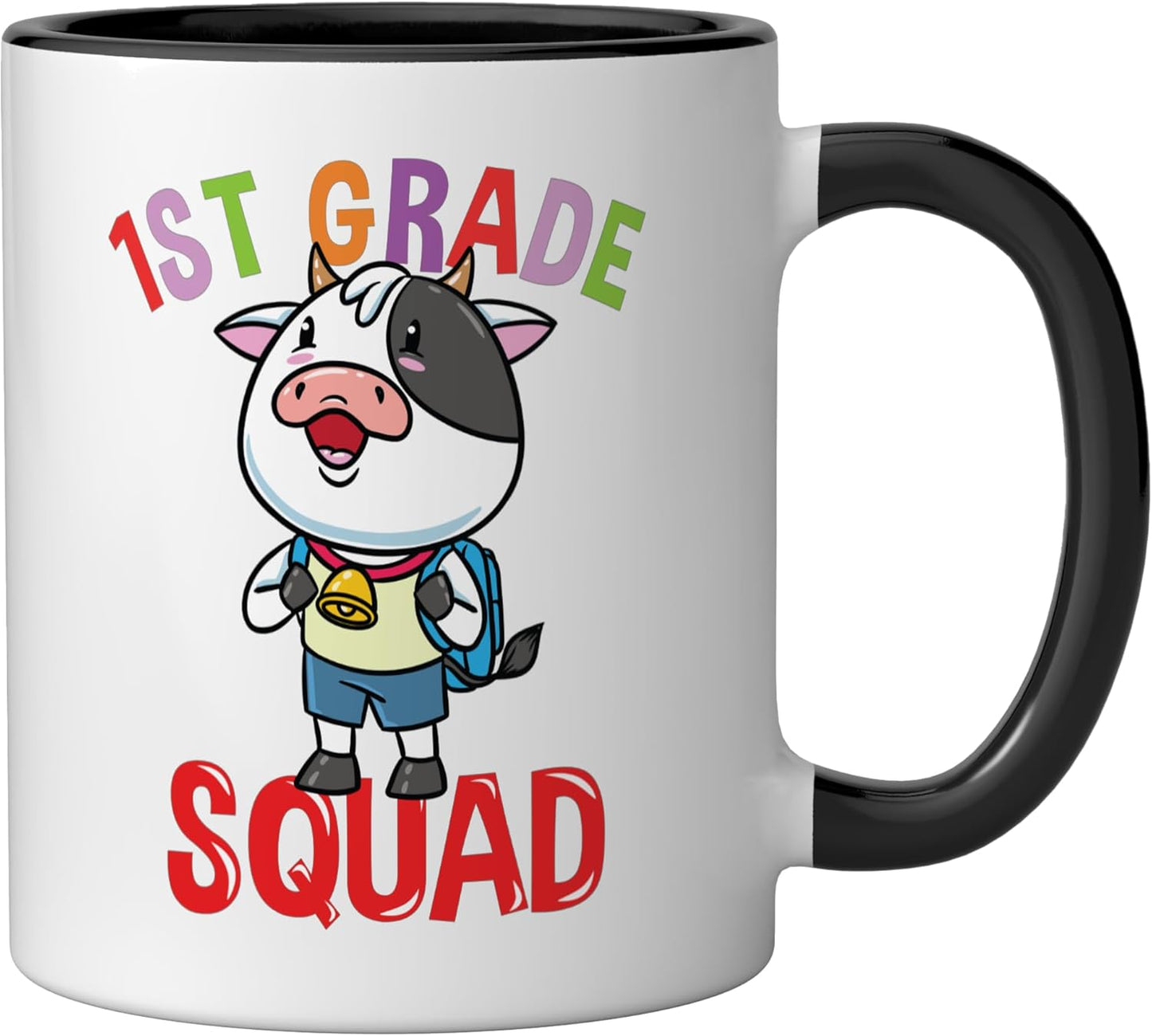 Taza cerámica Cow Back To School 1er grado negro/blanco