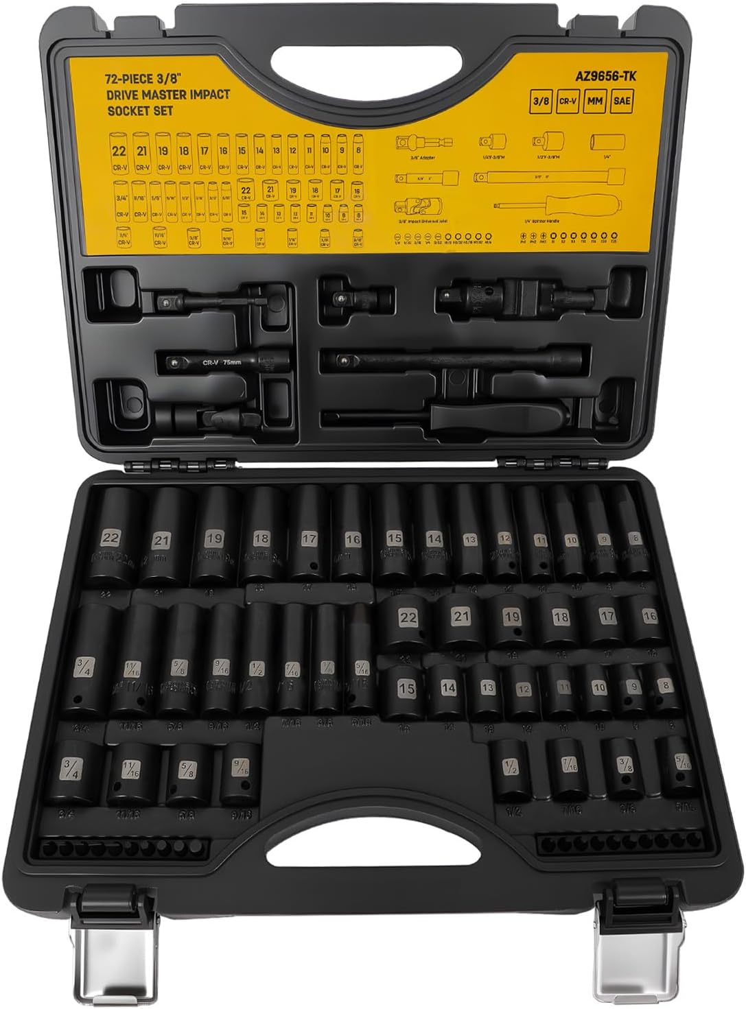 Set 72 Brocas Impacto 3/8pulg 6 Ptos CRV