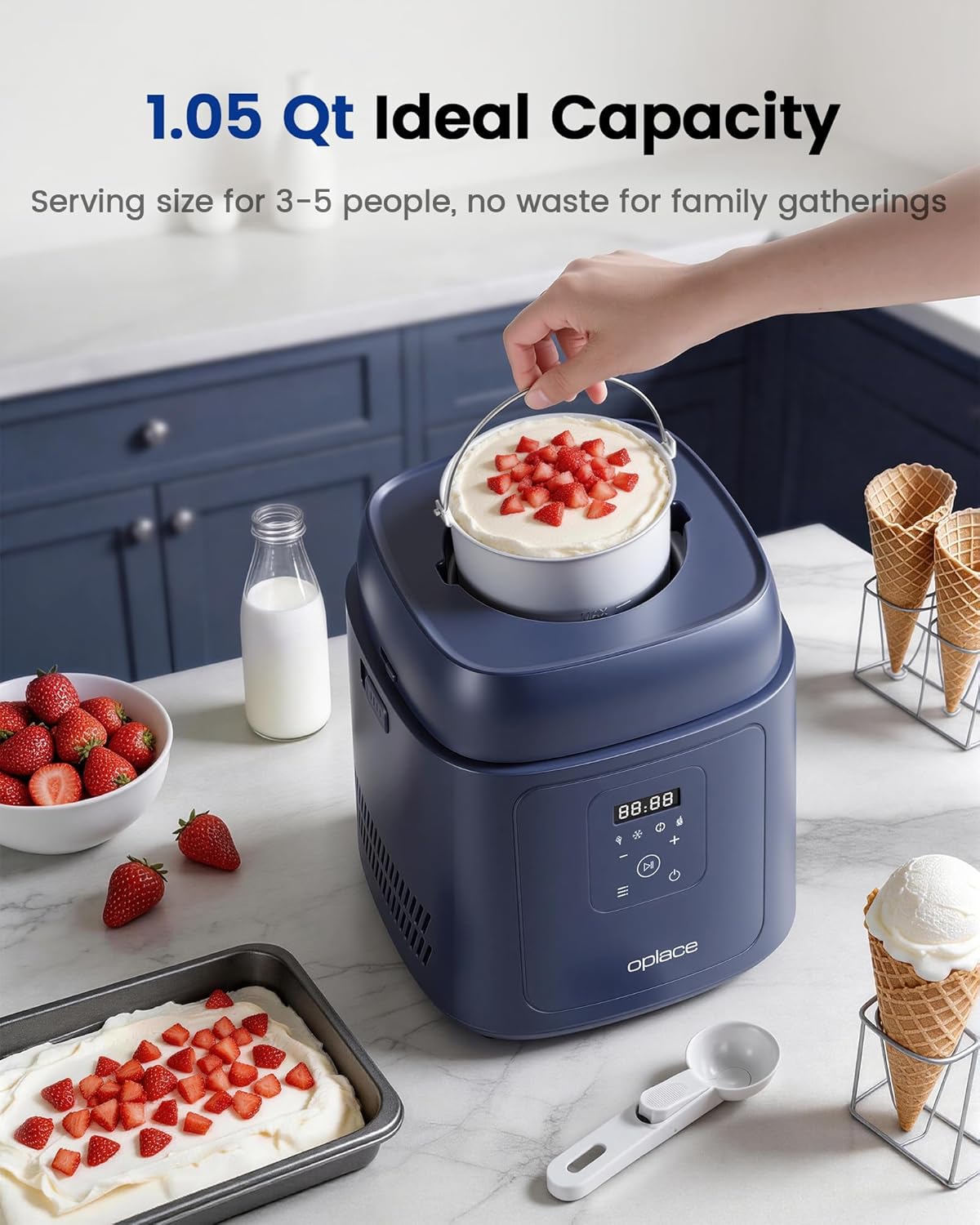 Compresor 4en1 helados 1qt sin precongelacion yogurt vertical