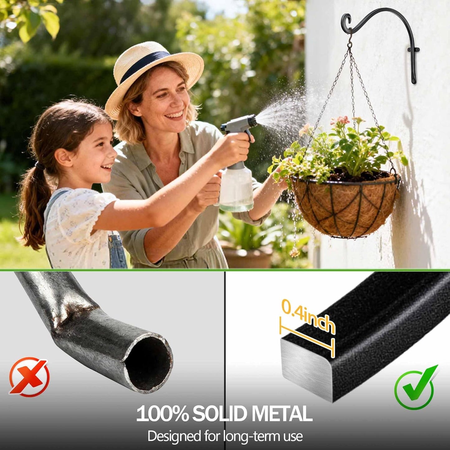 Colgador plantas hierro sólido 12pulg resistente viento