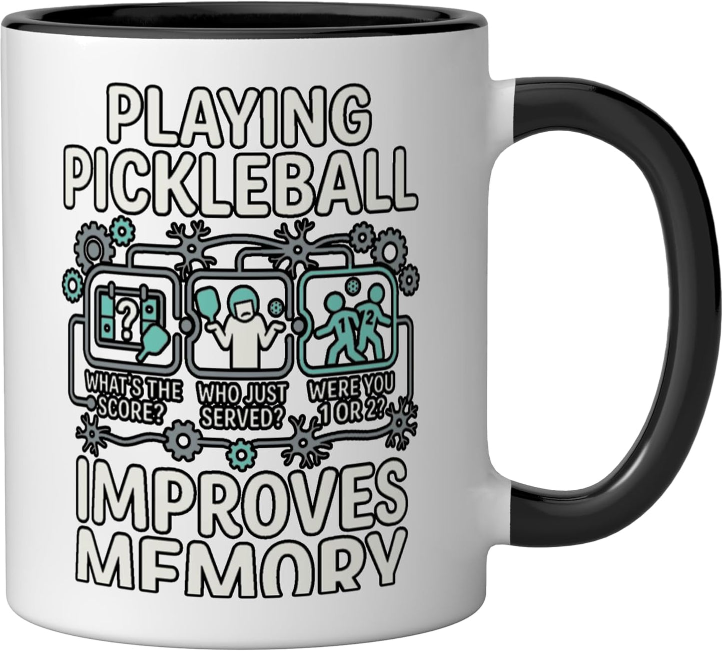Taza de cerámica para evento de pickleball negro/blanco