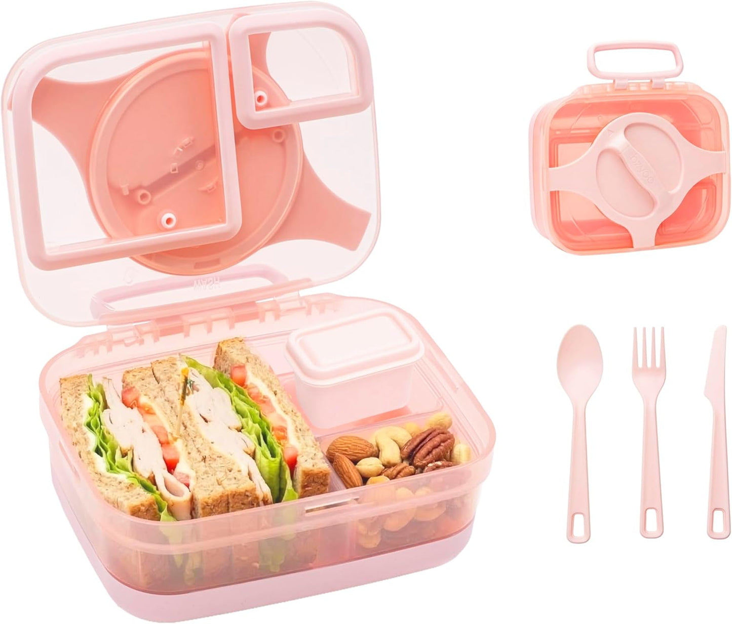 Caja Bento 30oz 4 Comp Antifugas con Utensilios
