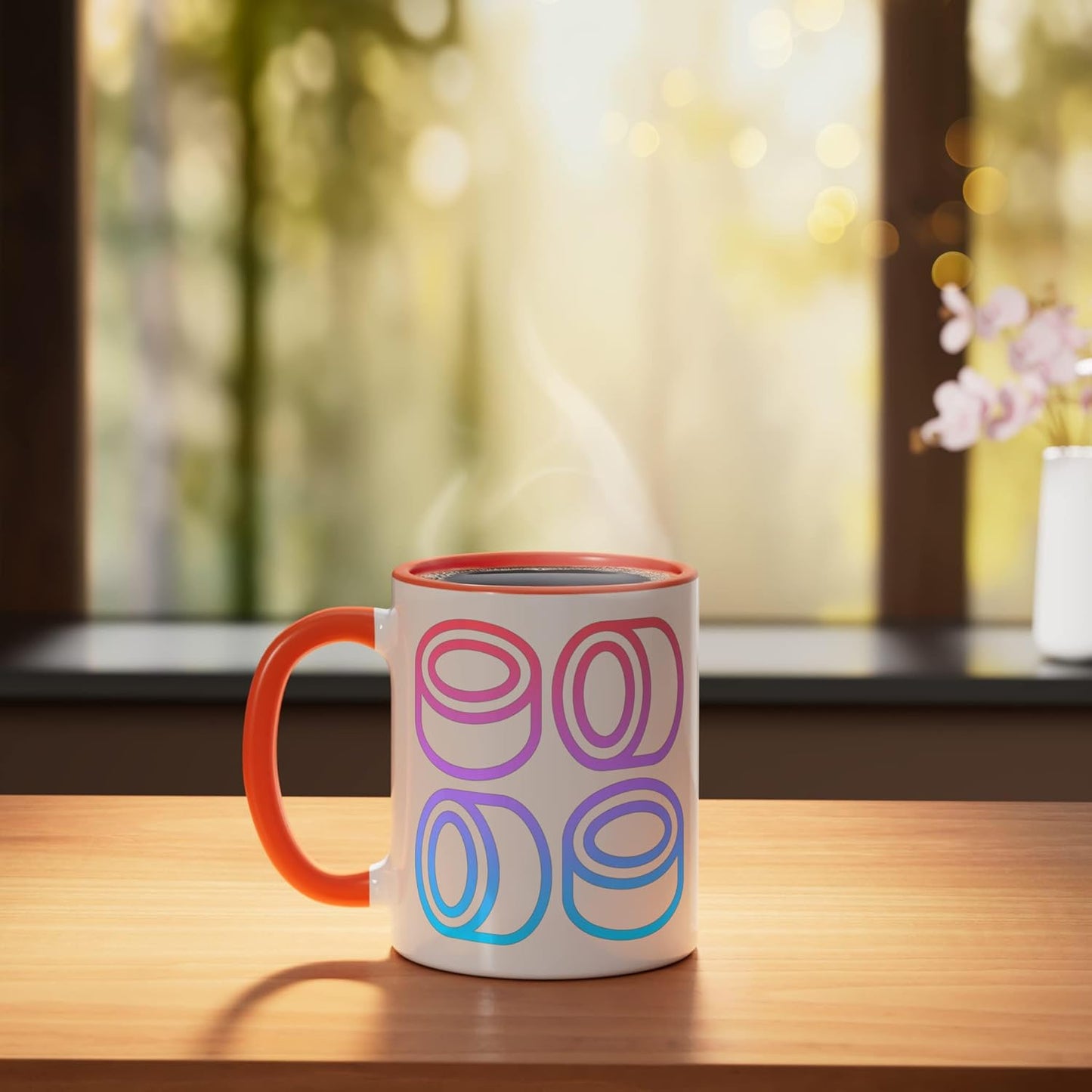 Taza cerámica para pasta Ditalini naranja/blanca