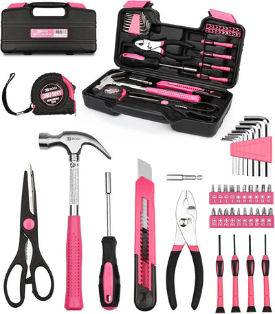 Set 40 herramientas rosa para niñas y mujeres hogar garaje oficina