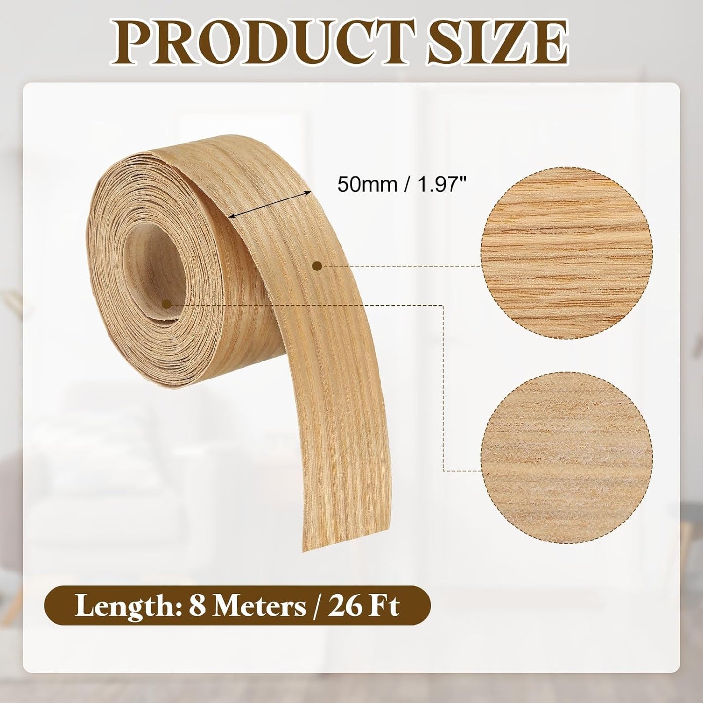 Bandas borde chapa madera 2pulg x26pies flexibles prepegadas