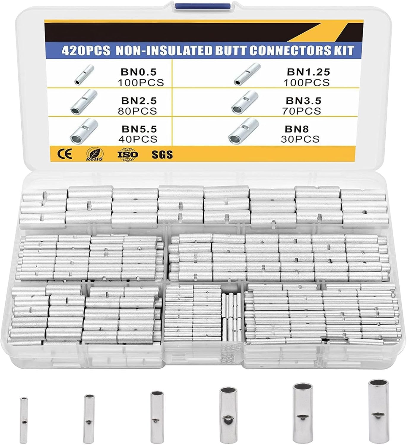 Kit conectores a tope sin aislamiento para cable AWG24-8