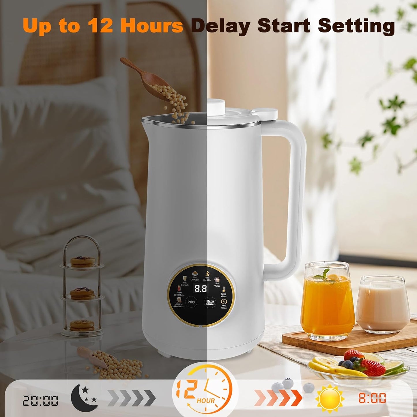 Máquina automática de leche de nuez 10 en 1 con recipiente acero inoxidable