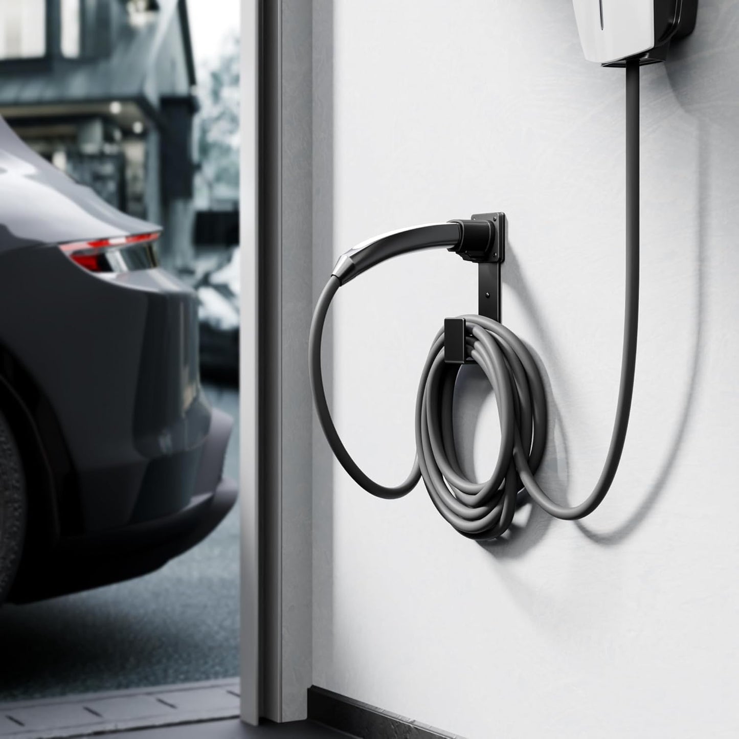 Soporte cargador EV conector Tesla pared