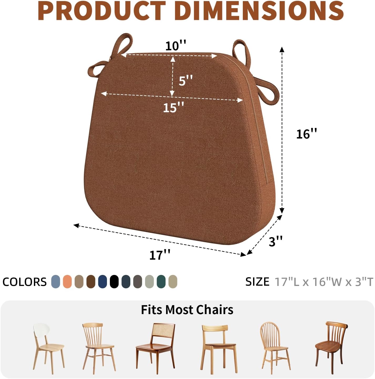 Set 6 Cojines Silla Comedor 17x16pulg Funda Extraible