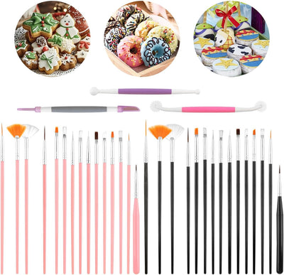 Juego de 33 pinceles de decoración de pasteles aptos para alimentos