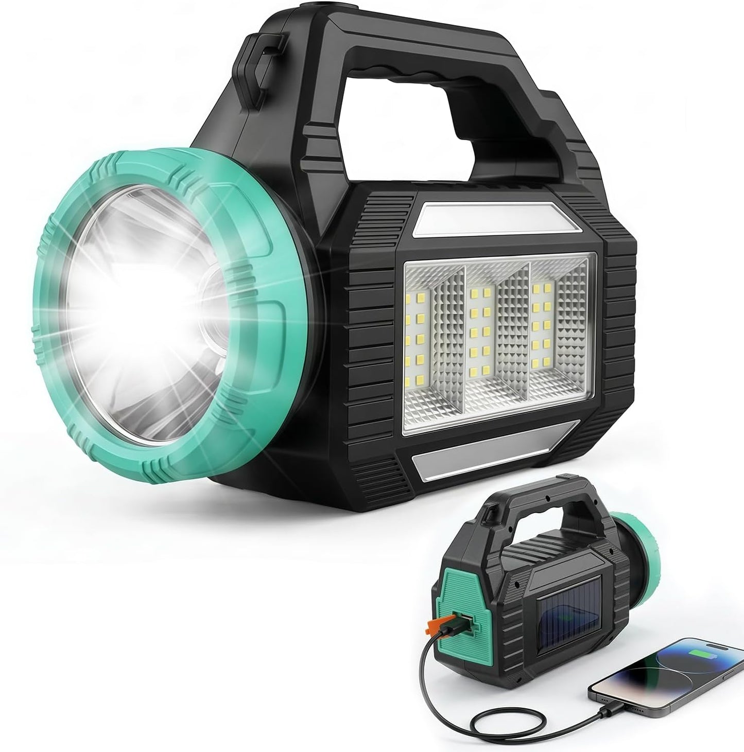Linterna solar LED 6 modos luz estroboscópica campamento