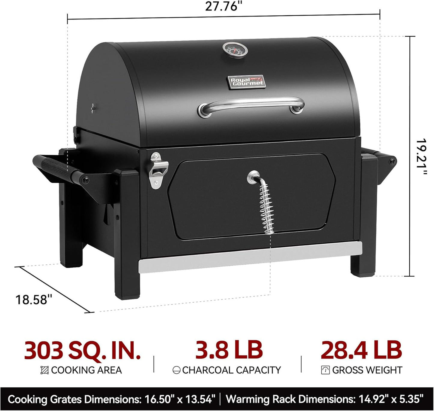 Parrilla carbón portátil 303pulg2 rejilla para acampar