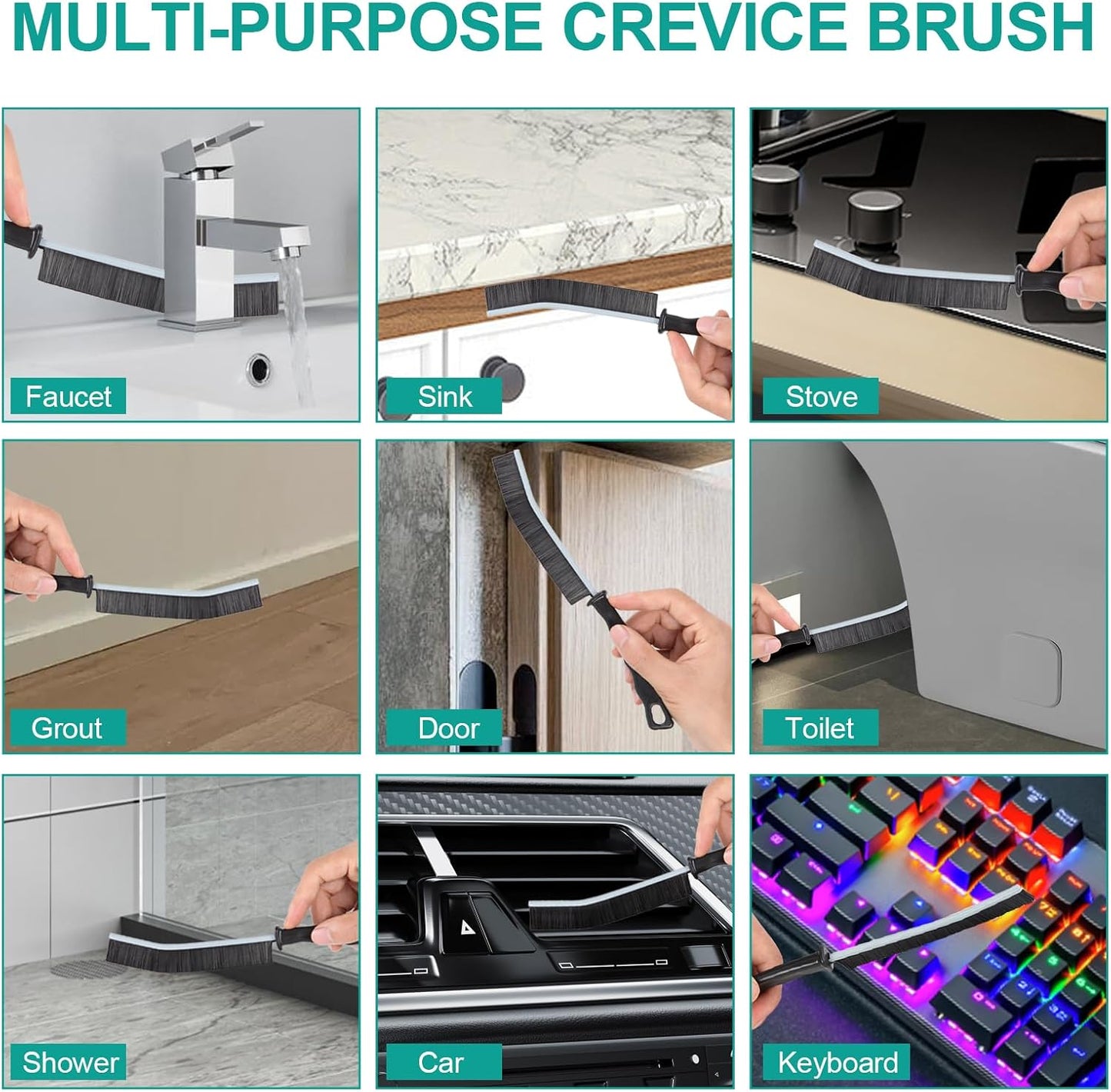 Cepillo hendiduras multifuncional para baño cocina azulejos 5uds