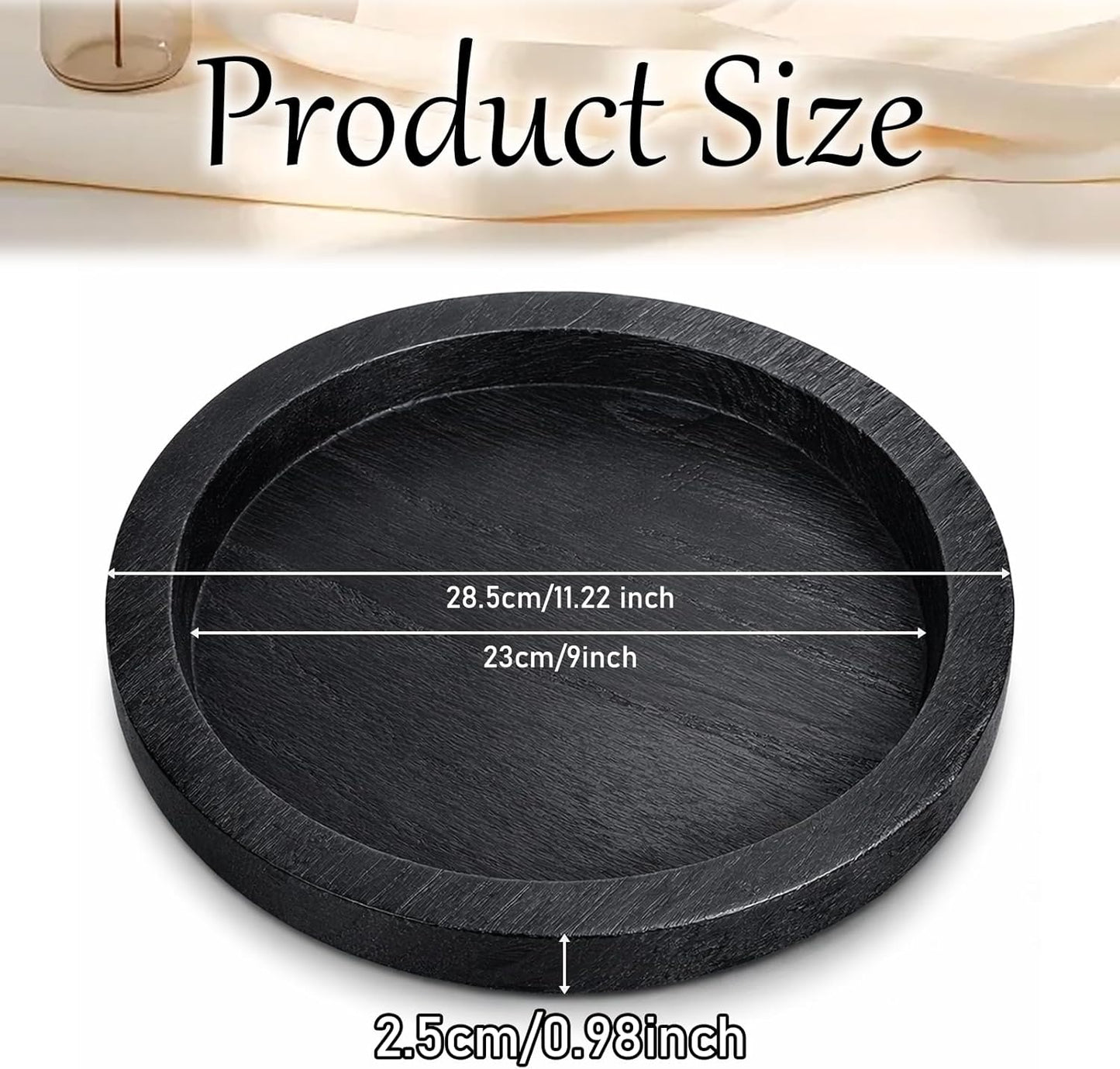 Bandeja redonda de madera decorativa para mesa de café retro