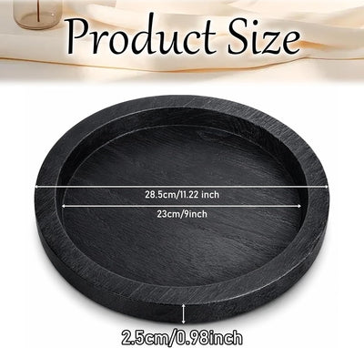 Bandeja redonda de madera decorativa para mesa de café retro