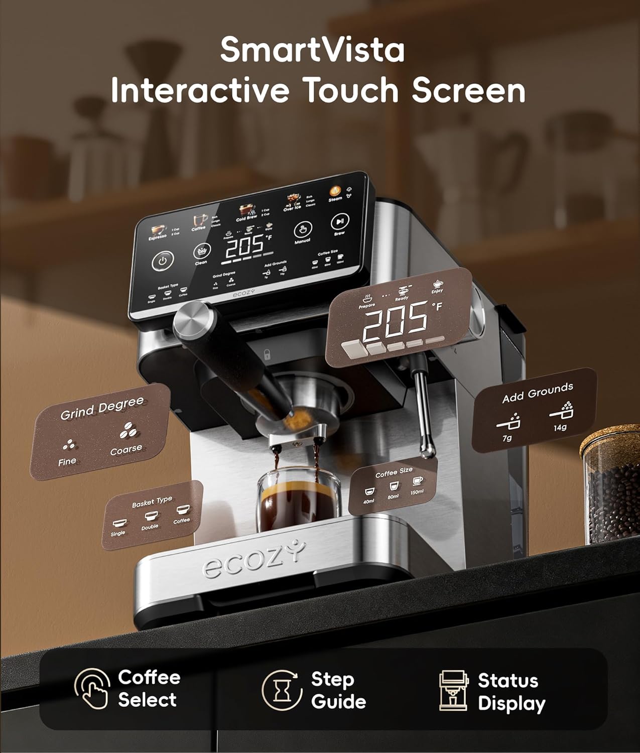 Máquina Espresso 4en1 con Espumador Leche Serie Brezzano