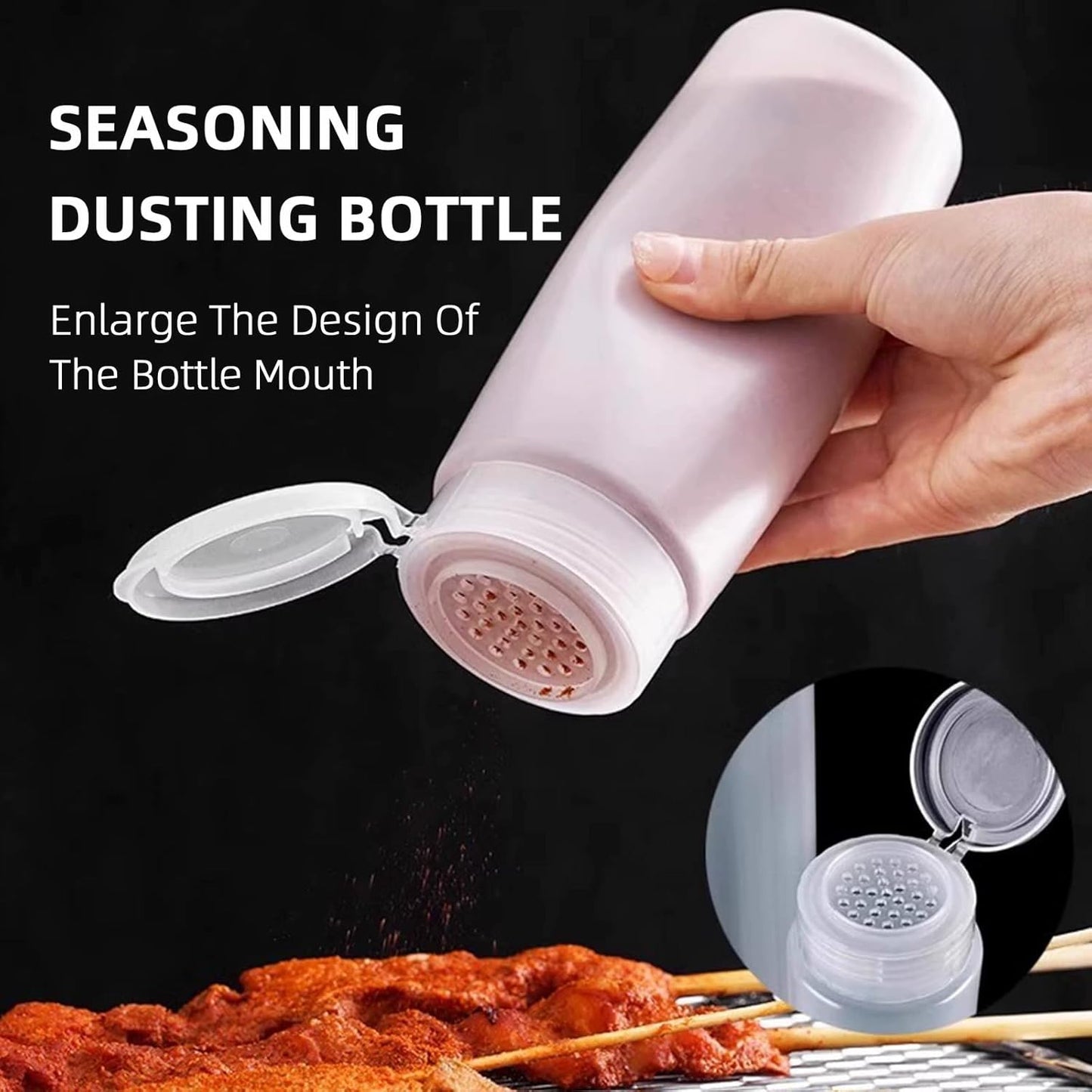 Botella para espolvorear polvo de especias plástico salero y pimienta 400 ml juego 2