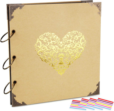 Álbum bricolaje 10x10pulg 50págs 3 anillos 408 piezas champán