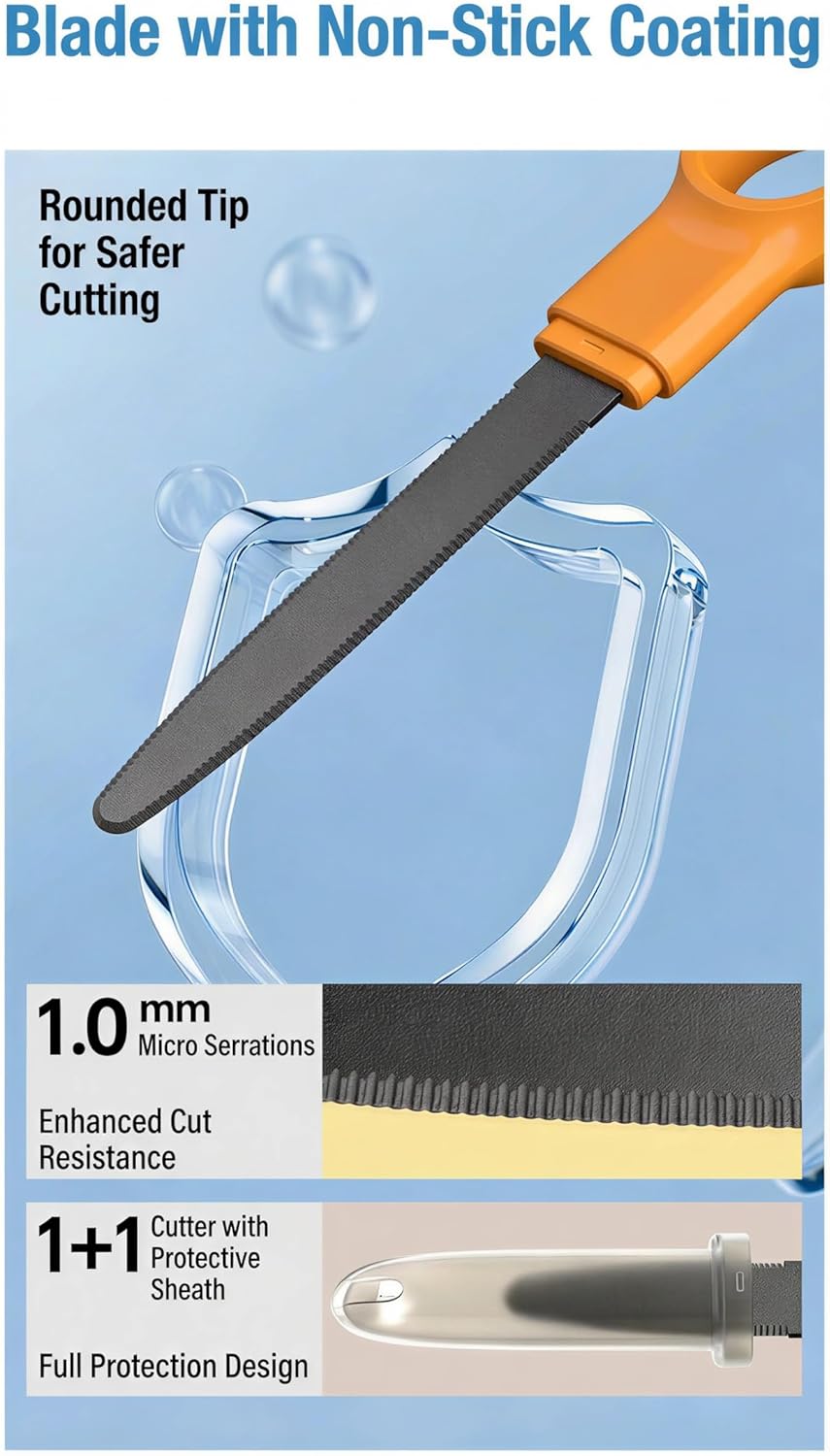Cortador cartón acero inox microdentado con funda teflón