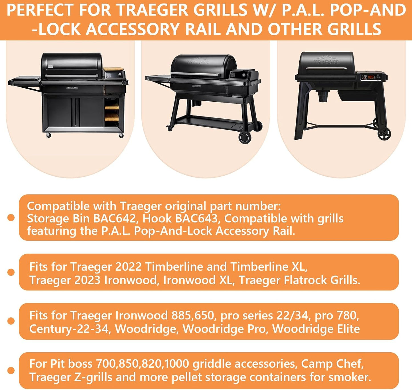 Accesorios Traeger contenedor ganchos cubo lateral