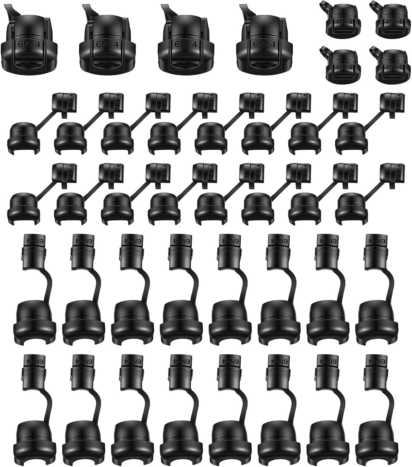 60 Pzas Conector Nylon Aislante para Cables Redondo Negro