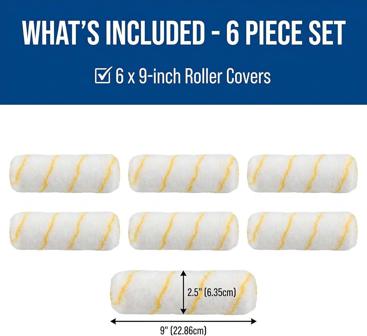 Pack 6 Cubiertas Rodillo Microfibra 9x1/2pulg Pintura Hogar