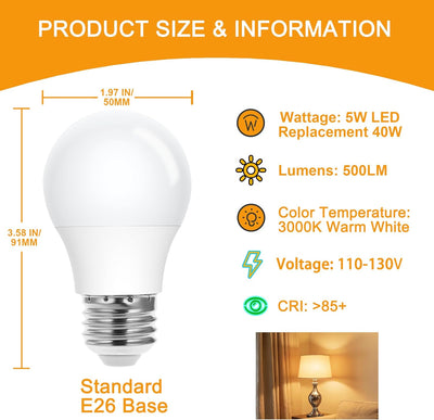 Bombilla LED campana extractora E26 blanco suave 3000K 5W