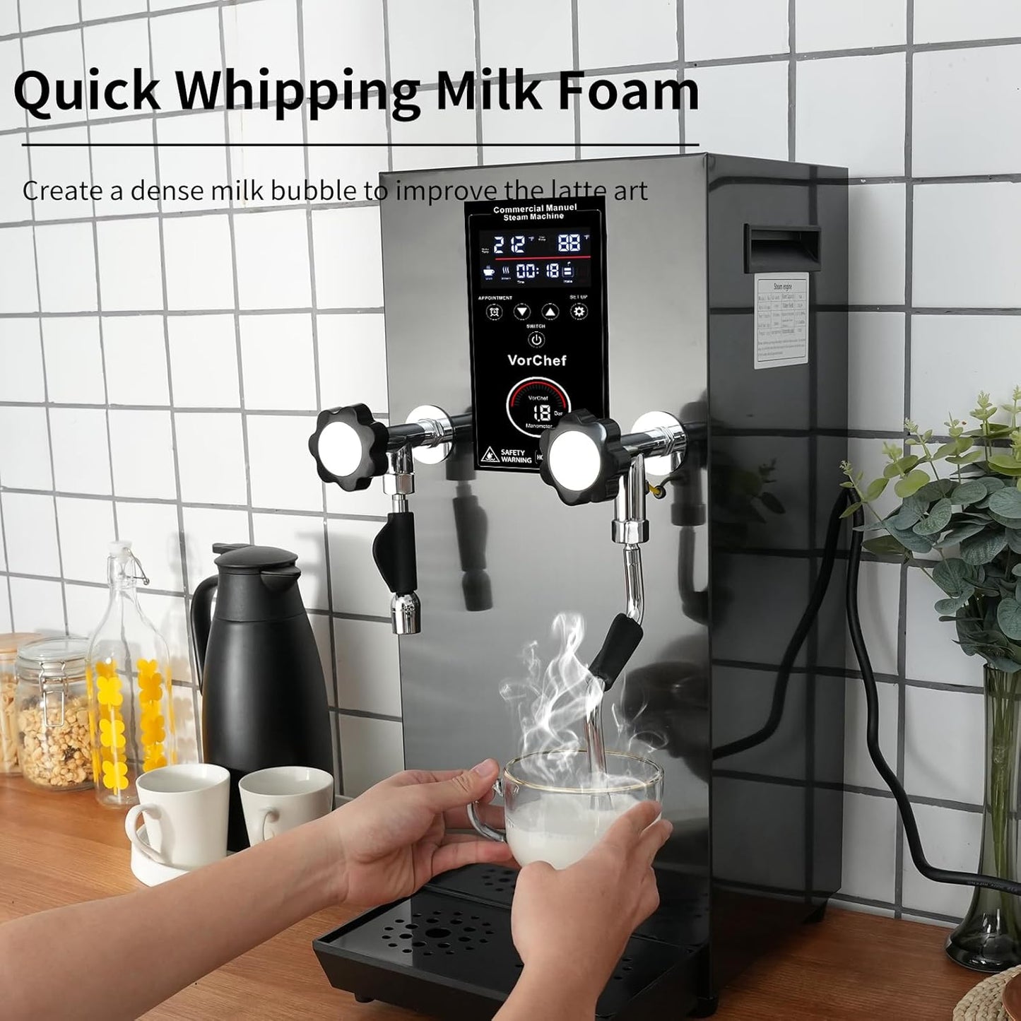 Espumador leche vapor eléctrico 2500W