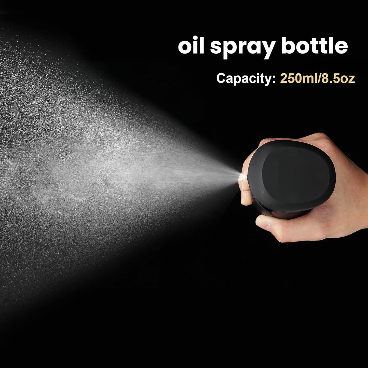 Pulverizador de aceite de vidrio para cocinar, niebla de oliva recargable negro