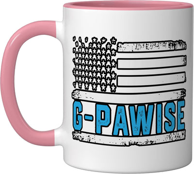 Taza Cerámica Bandera Americana para Padre Abuelo Rosa Blanco