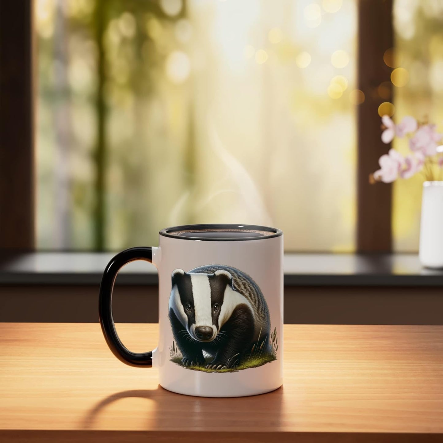 Taza cerámica Badger negra/blanca