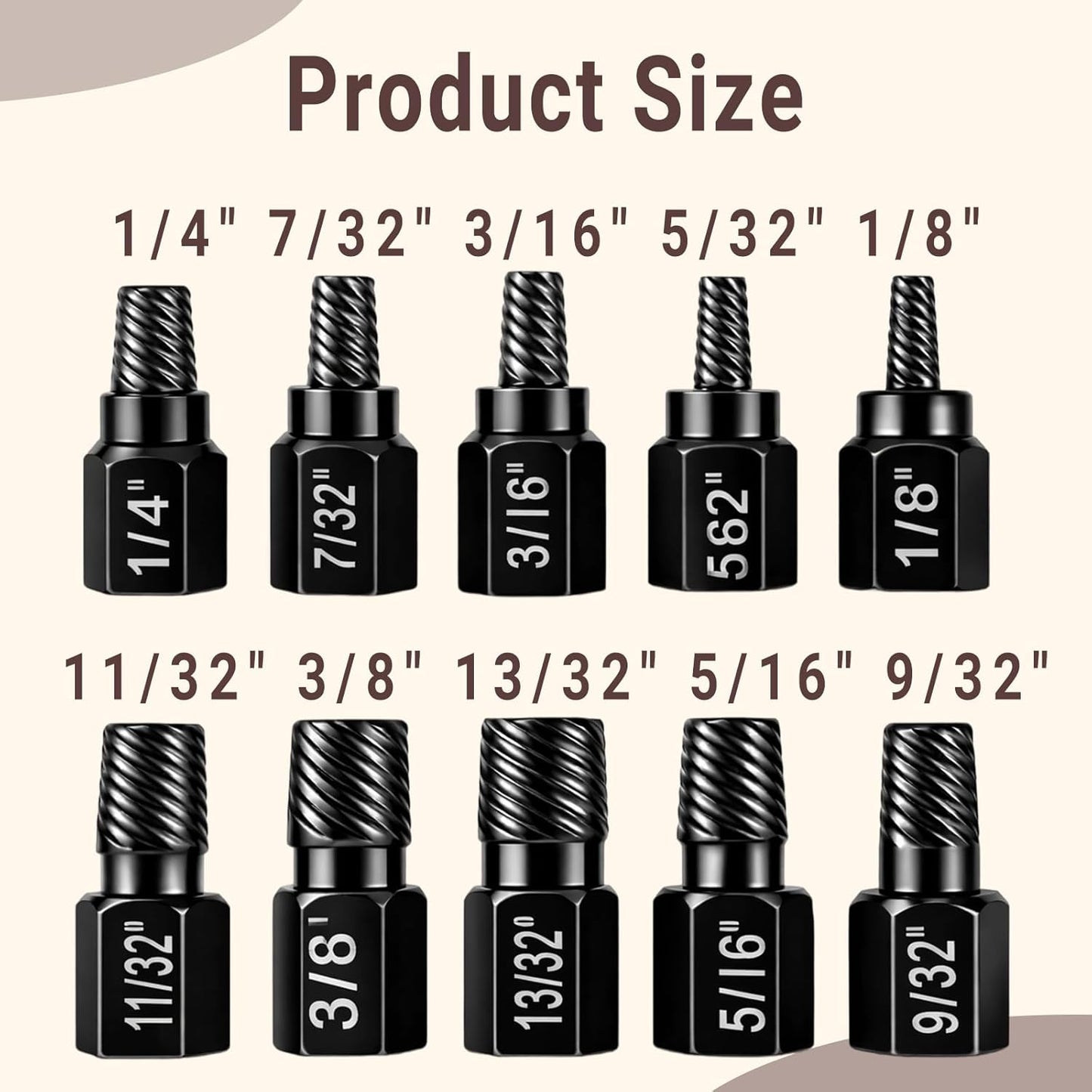 Set 10 Extractores S Pelados Multiestrías para Pernos Rotos
