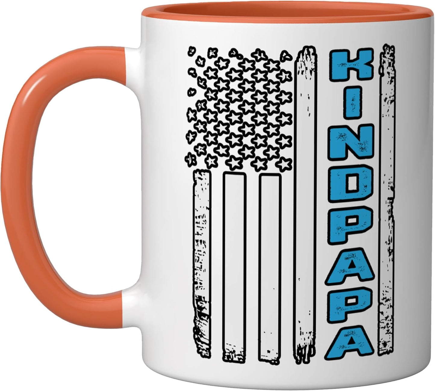 Taza Cerámica Bandera Americana Vintage Naranja/Blanco