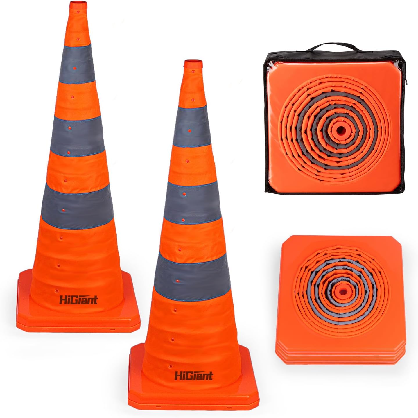 2 Conos Seguridad Plegables 36pulg Naranja Reflejante