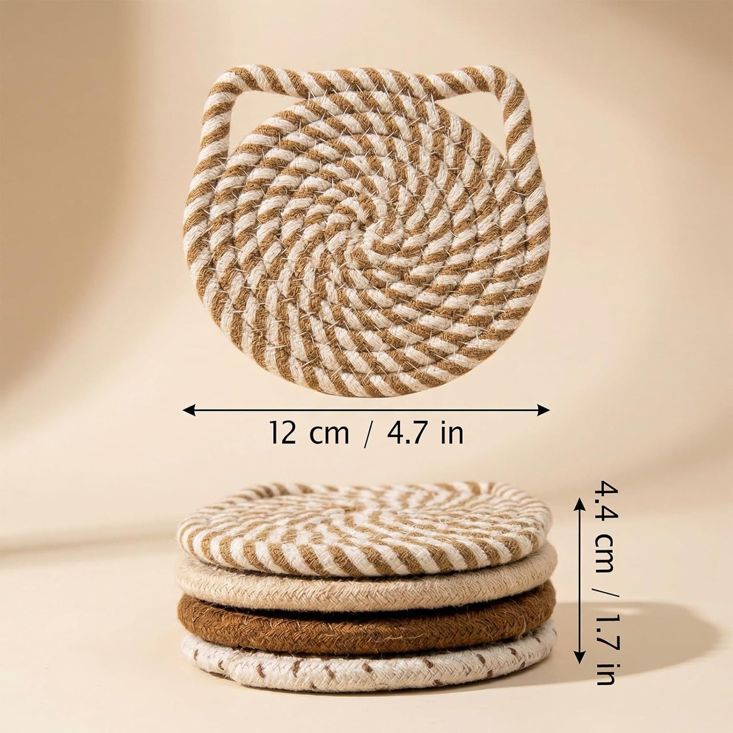 Posavasos absorbentes de algodón con orejas de gato y soporte metálico