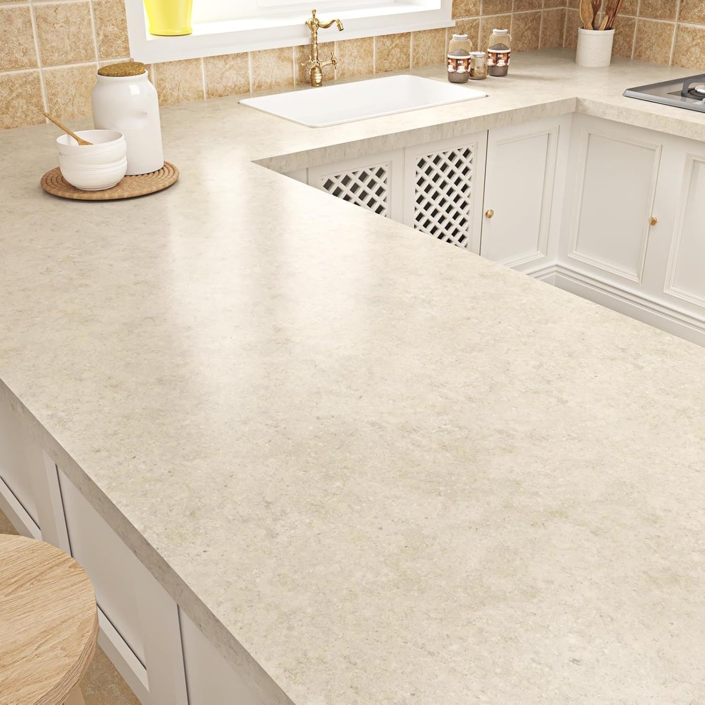 Papel adhesivo granito beige impermeable autoadhesivo 15.8x80pulg