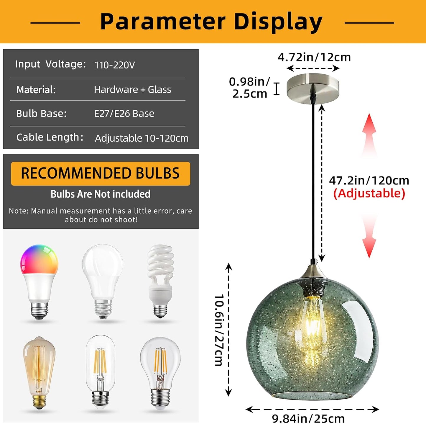 3 Luces Colgantes Vidrio Modernas para Cocina Comedor