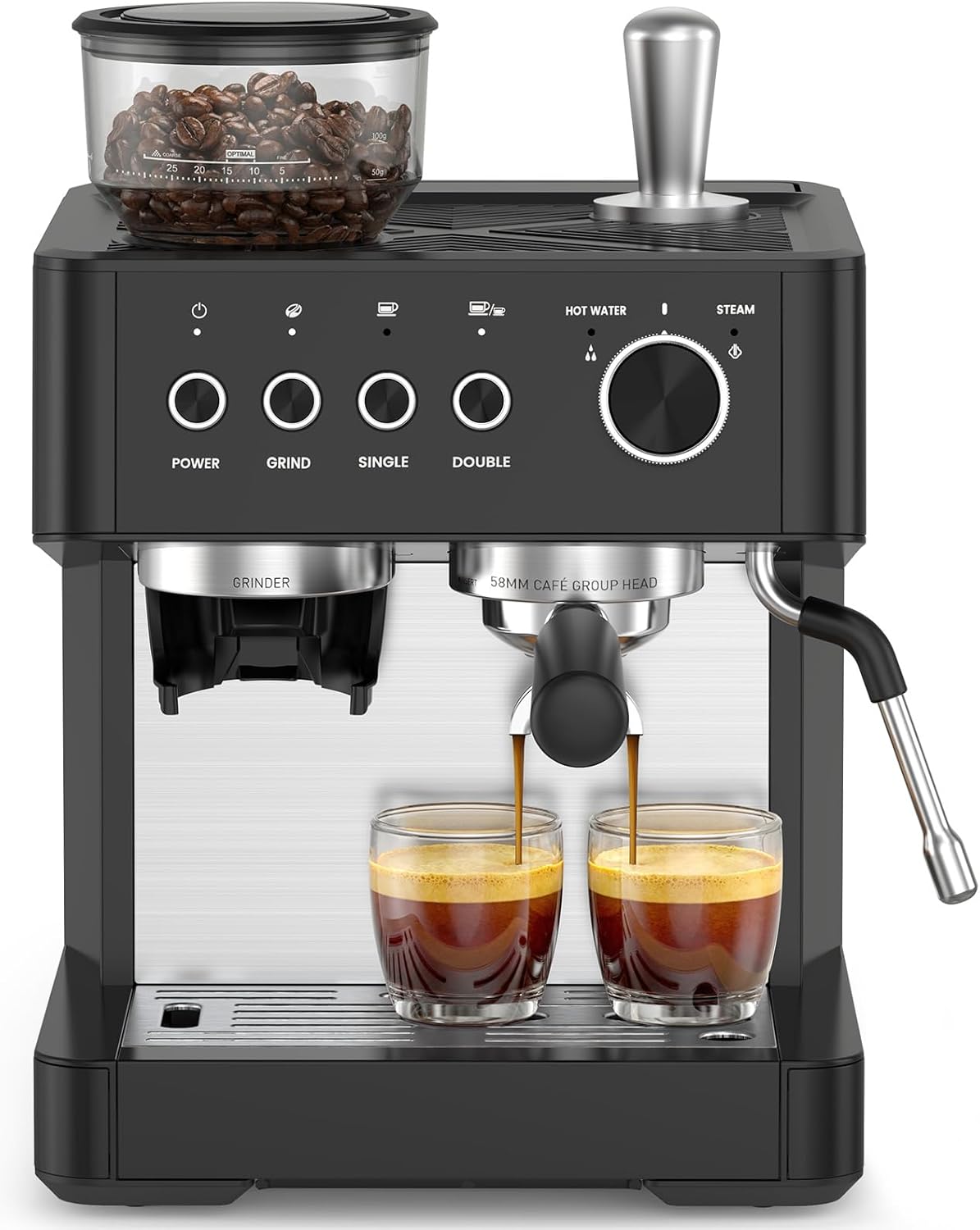 Cafetera Espresso 20 Bar Espumador Leche Tanque Agua Negro